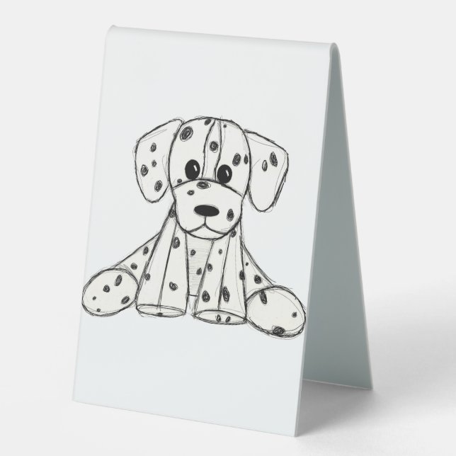 Dalmatian stuffed dog drawing outline simple black (Front)