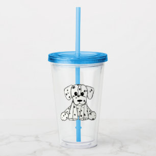 Dalmatian stuffed dog drawing outline simple black acrylic tumbler