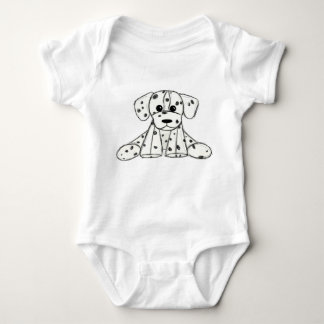 Dalmatian stuffed dog drawing outline simple black baby bodysuit
