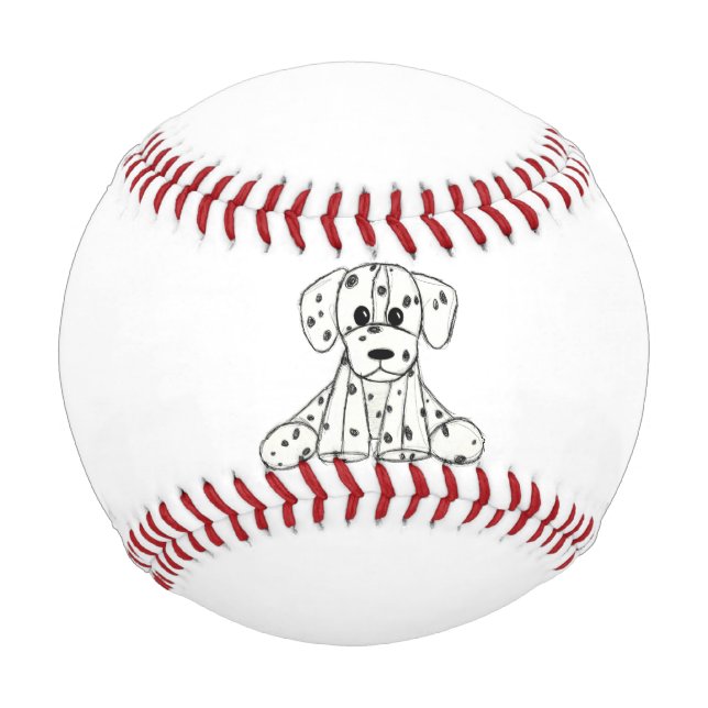 Dalmatian stuffed dog drawing outline simple black baseball (Front)