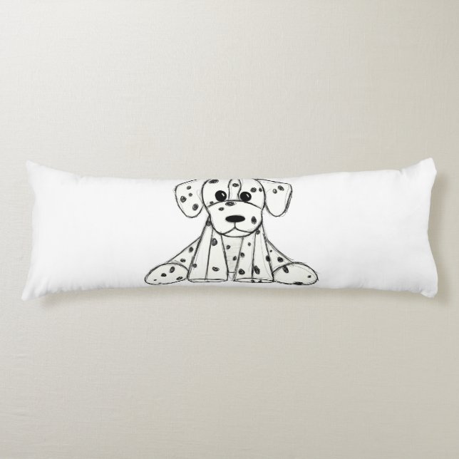 Dalmatian stuffed dog drawing outline simple black body cushion (Front)