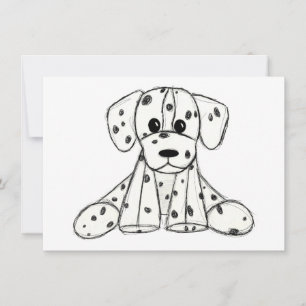 Dalmatian stuffed dog drawing outline simple black card