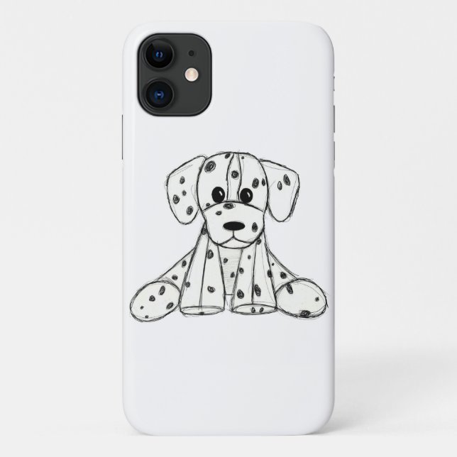 Dalmatian stuffed dog drawing outline simple black Case-Mate iPhone case (Back)