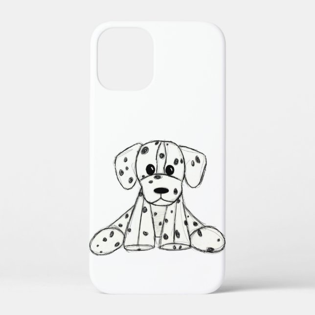 Dalmatian stuffed dog drawing outline simple black Case-Mate iPhone case (Back)