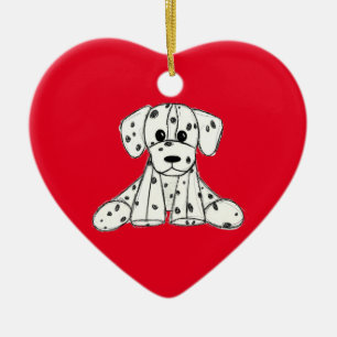 Dalmatian stuffed dog drawing outline simple black ceramic ornament