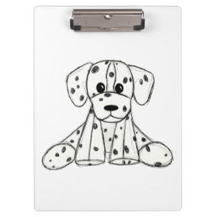 Dalmatian stuffed dog drawing outline simple black clipboard