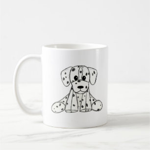 Dalmatian stuffed dog drawing outline simple black coffee mug