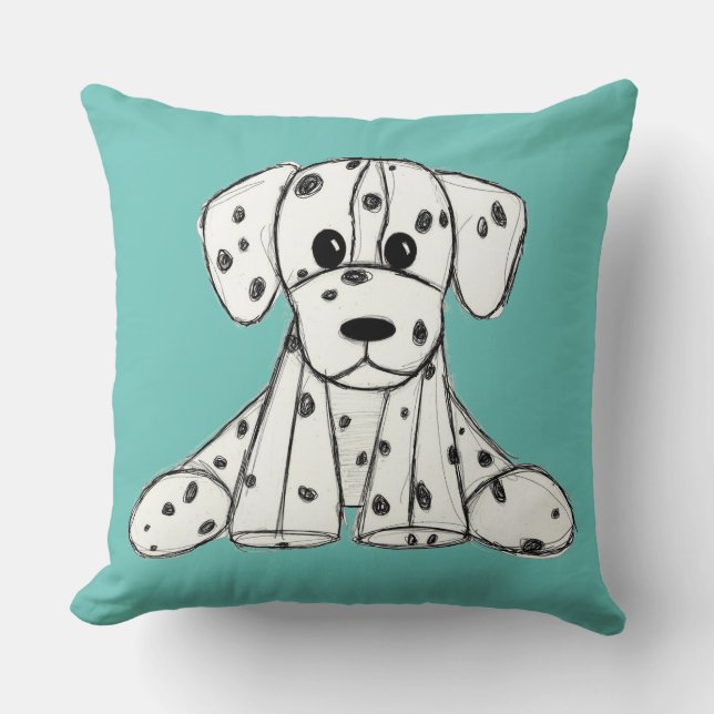 Dalmatian stuffed dog drawing outline simple black cushion (Front)