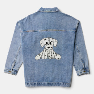 Dalmatian stuffed dog drawing outline simple black denim jacket
