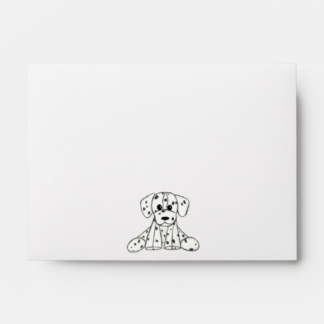 Dalmatian stuffed dog drawing outline simple black envelope (Front)