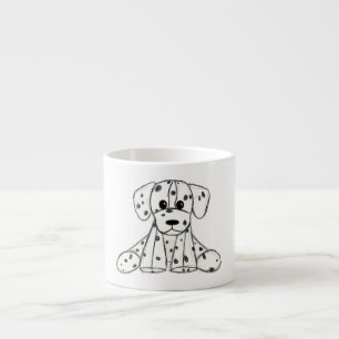 Dalmatian stuffed dog drawing outline simple black espresso cup