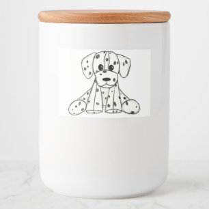 Dalmatian stuffed dog drawing outline simple black food label