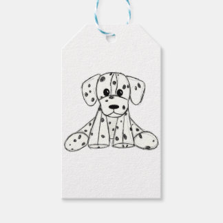 Dalmatian stuffed dog drawing outline simple black gift tags