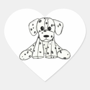 Dalmatian stuffed dog drawing outline simple black heart sticker