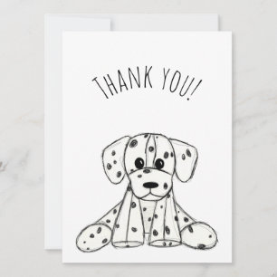 Dalmatian stuffed dog drawing outline simple black holiday card