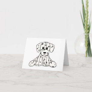 Dalmatian stuffed dog drawing outline simple black invitation