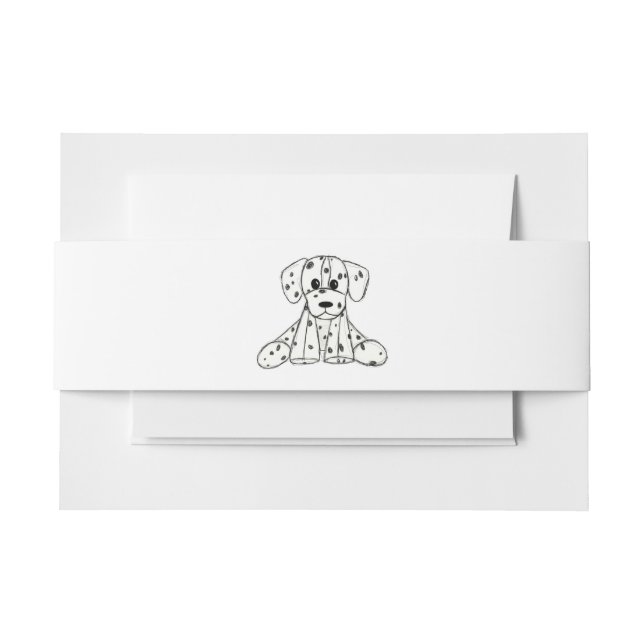 Dalmatian stuffed dog drawing outline simple black invitation belly band (Front Example)