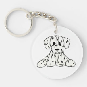 Dalmatian stuffed dog drawing outline simple black key ring