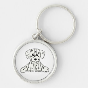 Dalmatian stuffed dog drawing outline simple black key ring