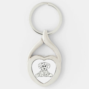 Dalmatian stuffed dog drawing outline simple black key ring