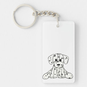 Dalmatian stuffed dog drawing outline simple black key ring