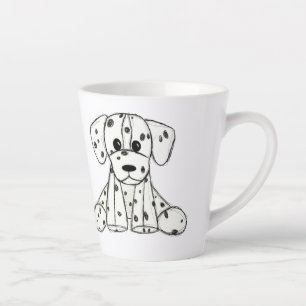 Dalmatian stuffed dog drawing outline simple black latte mug