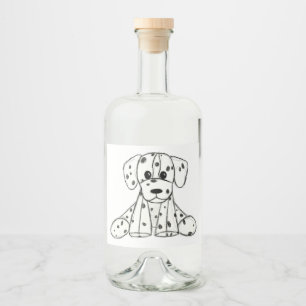 Dalmatian stuffed dog drawing outline simple black liquor bottle label