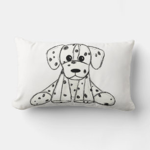 Dalmatian stuffed dog drawing outline simple black lumbar cushion