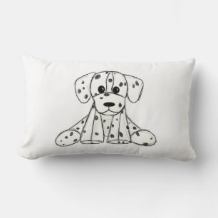 Dalmatian stuffed dog drawing outline simple black lumbar cushion