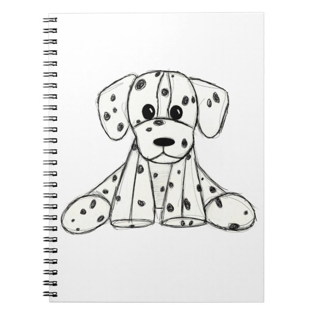 Dalmatian stuffed dog drawing outline simple black notebook (Front)