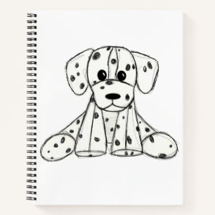 Dalmatian stuffed dog drawing outline simple black notebook