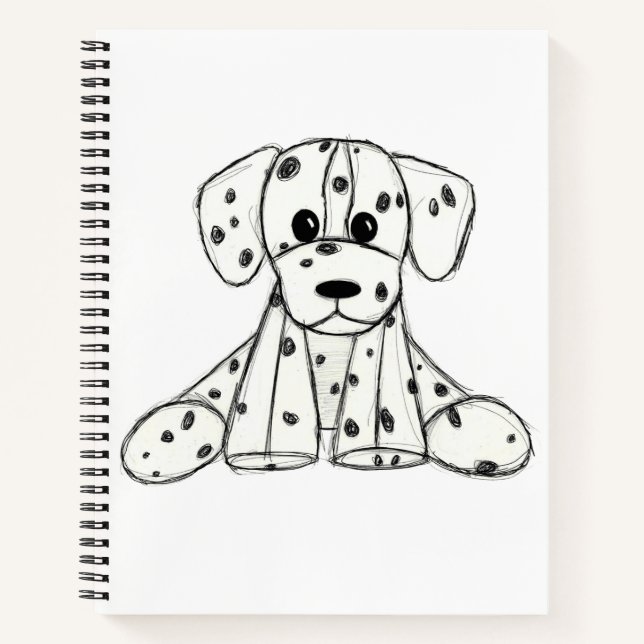 Dalmatian stuffed dog drawing outline simple black notebook (Front)