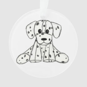 Dalmatian stuffed dog drawing outline simple black ornament