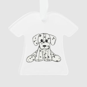 Dalmatian stuffed dog drawing outline simple black ornament
