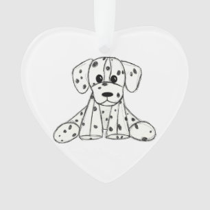 Dalmatian stuffed dog drawing outline simple black ornament