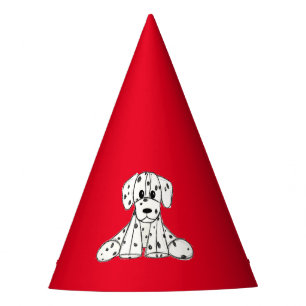 Dalmatian stuffed dog drawing outline simple black party hat