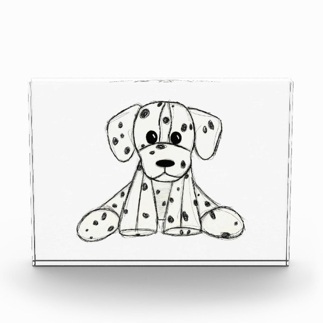 Dalmatian stuffed dog drawing outline simple black photo block (Front)