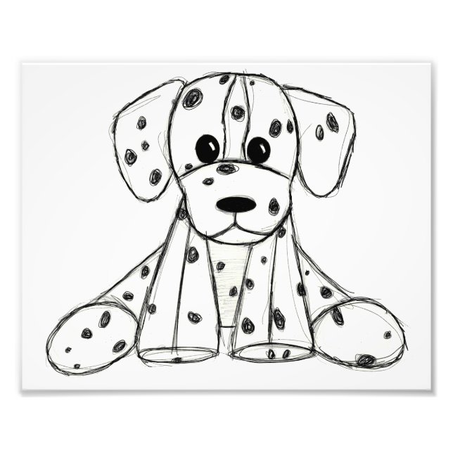 Dalmatian stuffed dog drawing outline simple black photo print (Front)