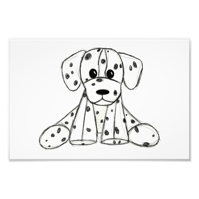 Dalmatian stuffed dog drawing outline simple black photo print (Front)
