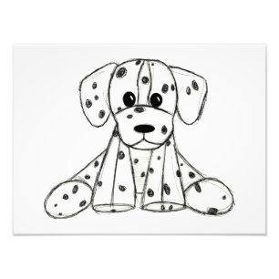Dalmatian stuffed dog drawing outline simple black photo print