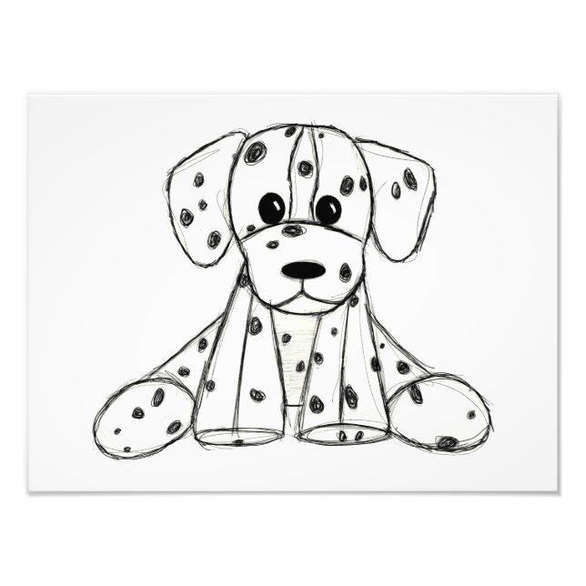 Dalmatian stuffed dog drawing outline simple black photo print (Front)
