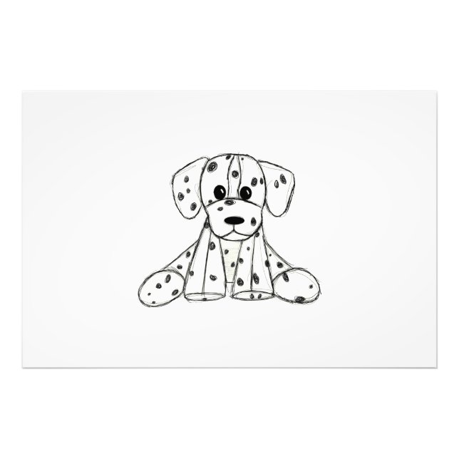 Dalmatian stuffed dog drawing outline simple black photo print (Front)