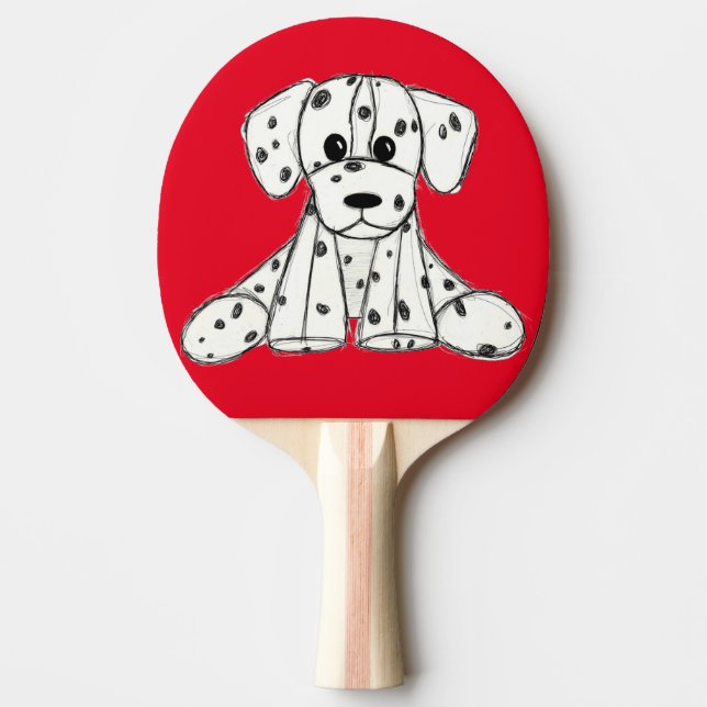 Dalmatian stuffed dog drawing outline simple black ping pong paddle (Front)