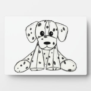 Dalmatian stuffed dog drawing outline simple black plaque