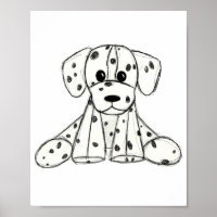 Dalmatian stuffed dog drawing outline simple black