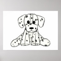 Dalmatian stuffed dog drawing outline simple black