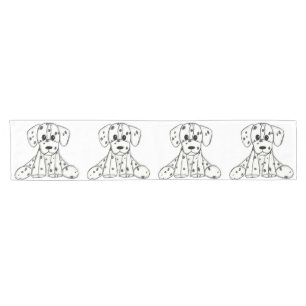 Dalmatian stuffed dog drawing outline simple black short table runner