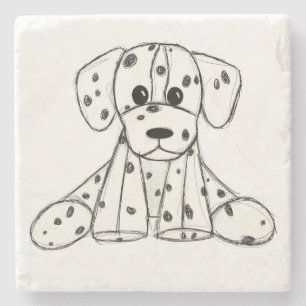 Dalmatian stuffed dog drawing outline simple black stone coaster