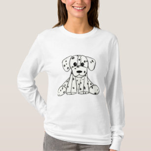 Dalmatian stuffed dog drawing outline simple black T-Shirt