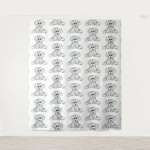 Dalmatian stuffed dog drawing outline simple black tapestry